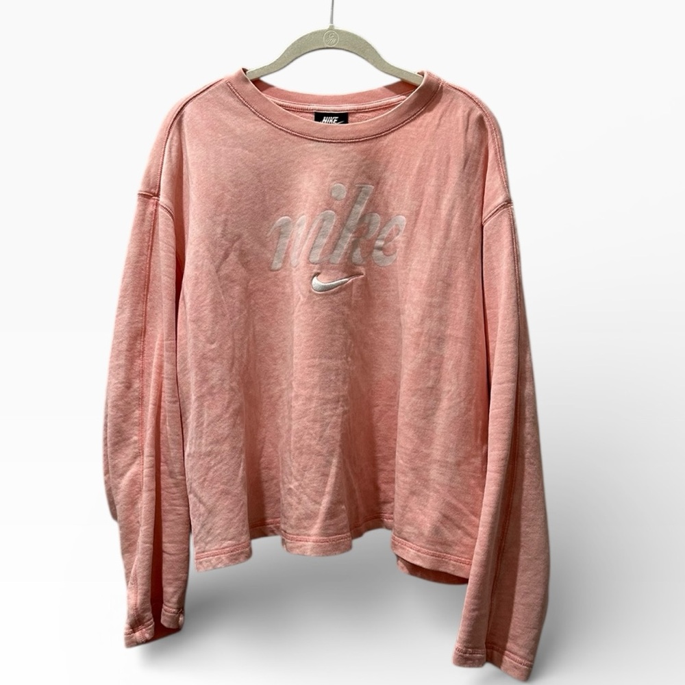 Nike Blush Pink Vintage Wash Cropped Crewneck Sweatshirt